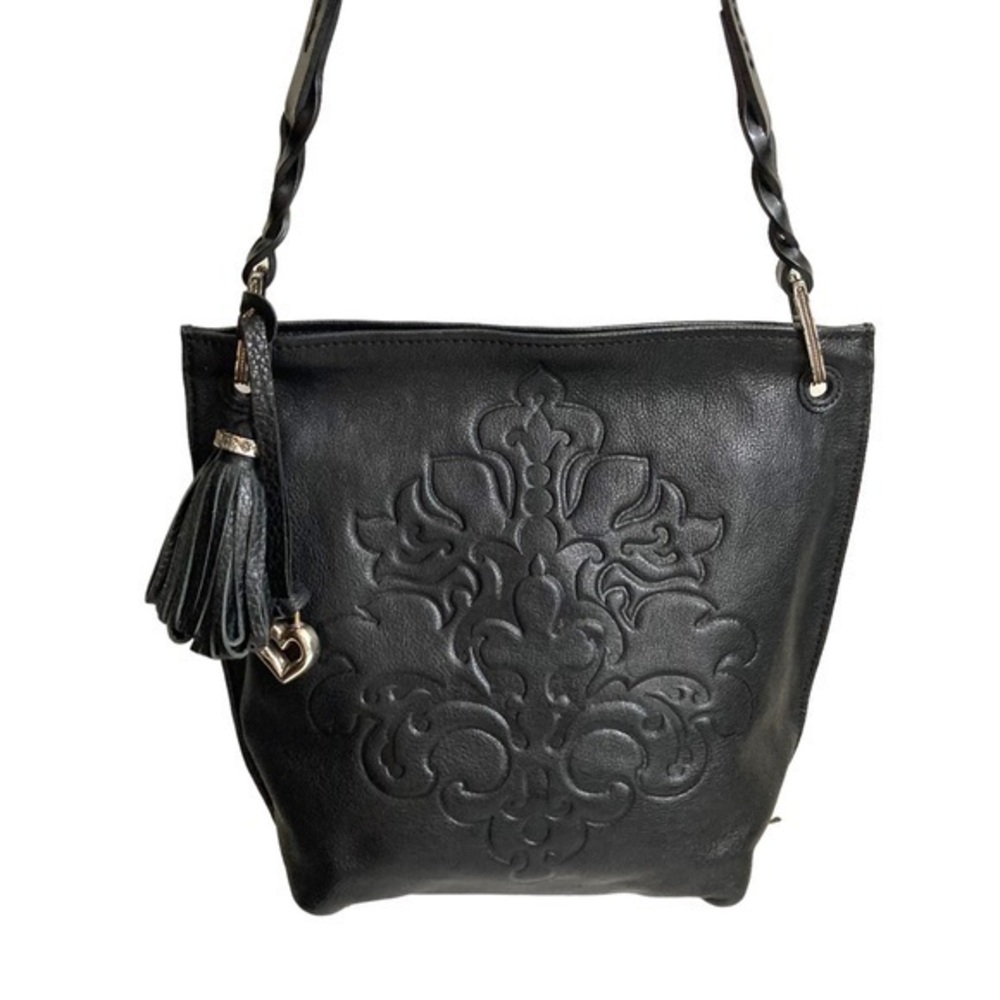 Brighton black embossed leather shoulder bag